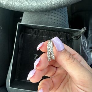 Zales silver diamond earrings